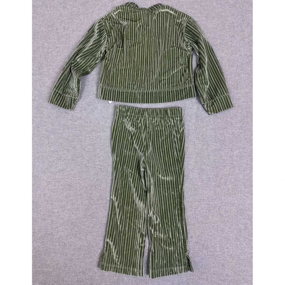 Nike Velour Tracksuit Toddler 24M Green Ribbed Full Zip Jacket Pants Set